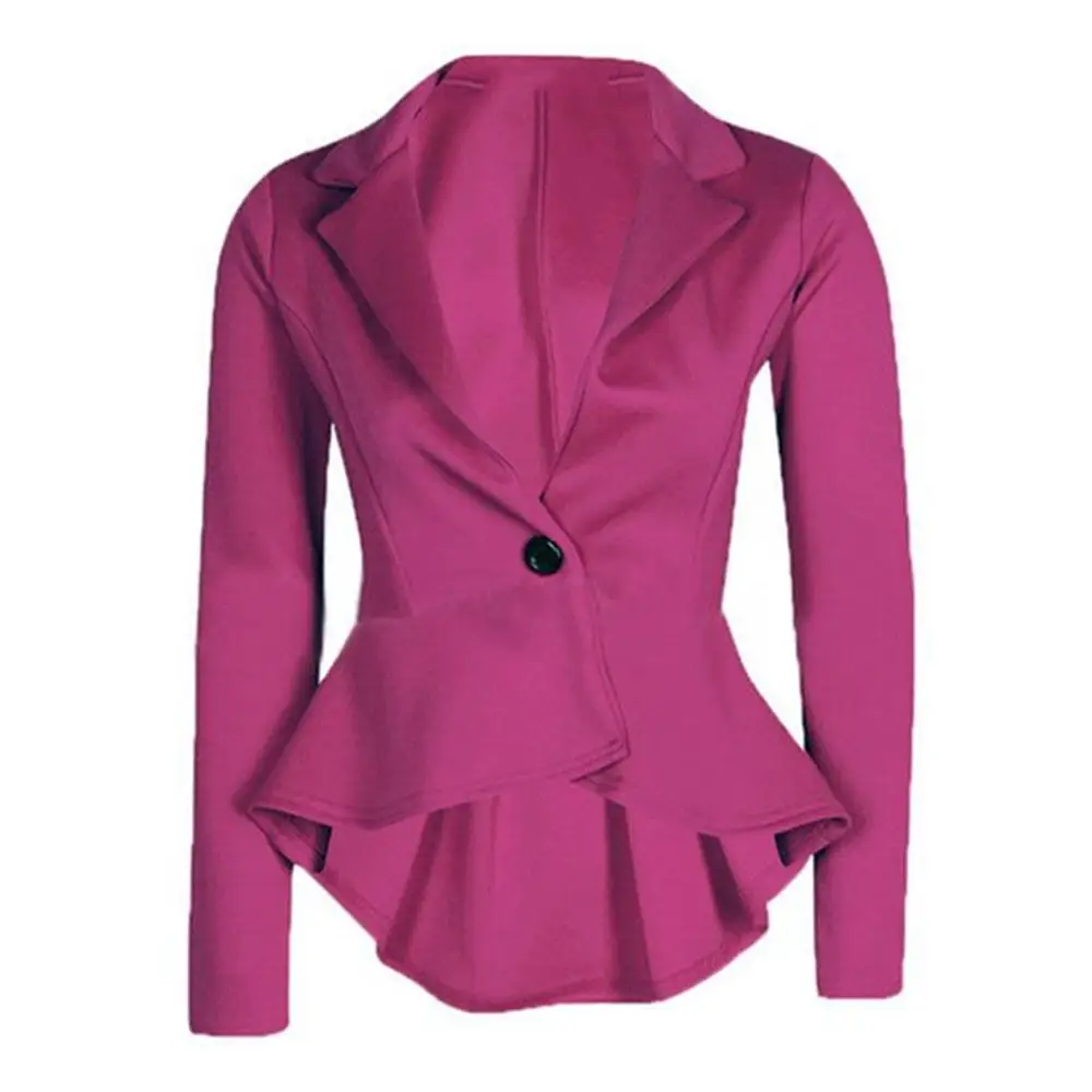 Casual Women Jacket Spring Autumn Single Button Long Sleeves Slim Irregular Short Solid Notched Neck Women's Suits | Женская одежда