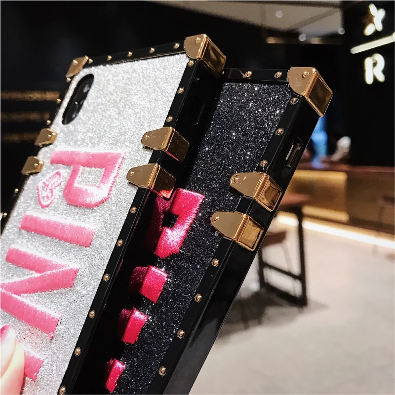 Роскошный блестящий розовый чехол для телефона с 3D вышивкой для iPhone 7, мягкий чехол для iPhone 6 6S 7 8 Plus X XS Max XR