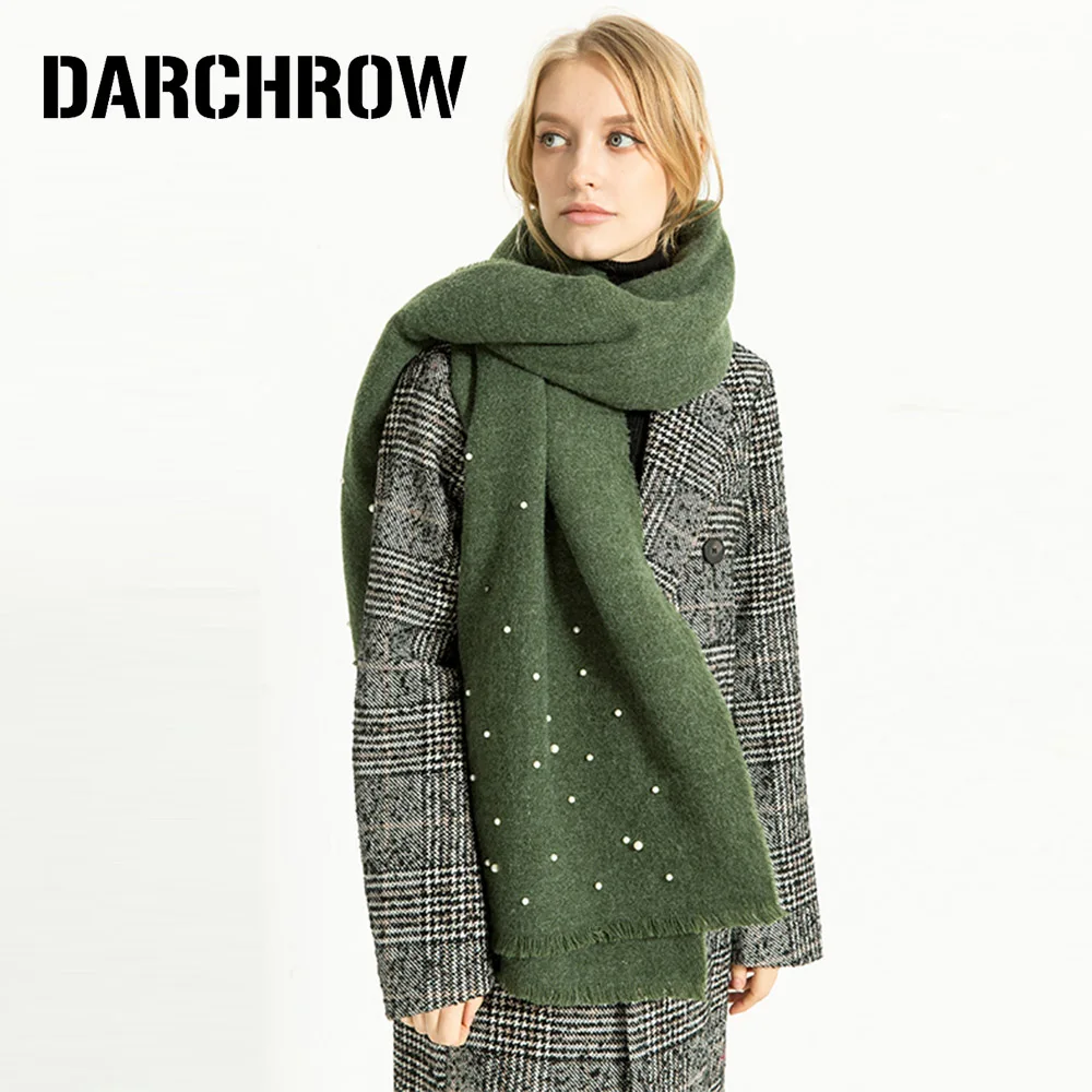 DARCHROW элегантный жемчужный шарф декорированные шали Женское зимнее пончо твердый