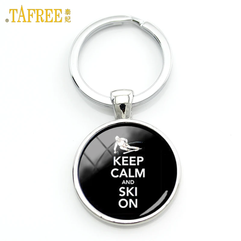 TAFREE время для занятий спортом с надписью Keep Calm And лыжный на брелок повседневной