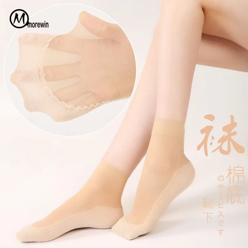 Женские кружевные дышащие нескользящие носки до щиколотки удобные прозрачные