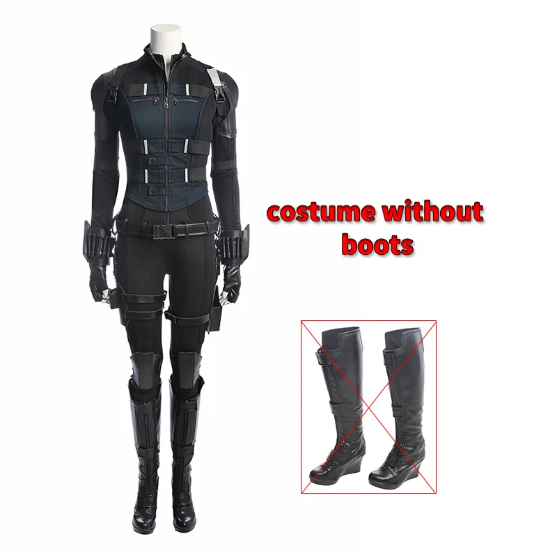 Full without Boots Горячая Мстители бесконечные войны Черная Вдова Косплей Костюм Наташа ромаофф черный костюм вдовы платье для Хэллоуина вечерние полный комплект - Цвет: Full without Boots