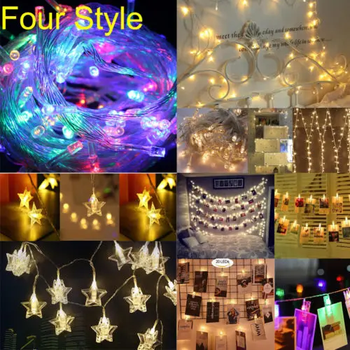 10 м/100LED Рождественские Свадебные вечерние гирлянды с декором/зажим/светильник со