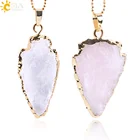 Ожерелья и кулоны CSJA, Натуральный Прозрачный кристаллический кварц наконечник стрелы, розовый, белый камень, драгоценный камень, золотой цвет, унисекс, ювелирные изделия рейки E635