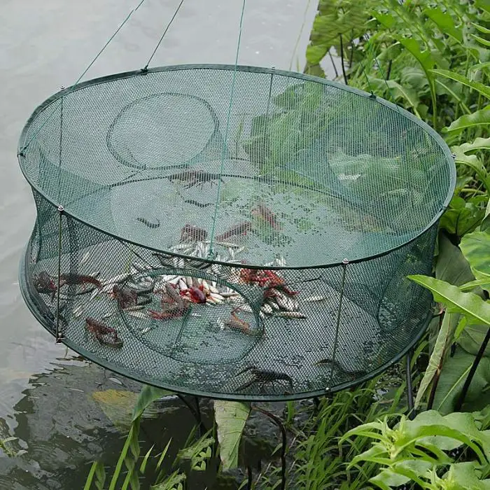 New Automatic Fishing Net Trap Cage Round Shape Durable Open For Crab Crayfish Lobster LMH66
