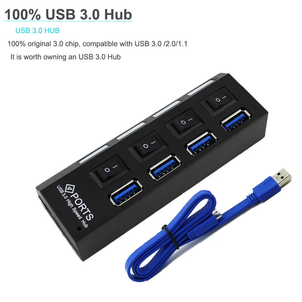 CHYI usb-хаб 3 0 4/7 портов USB разветвитель концентратора с адаптером питания для США
