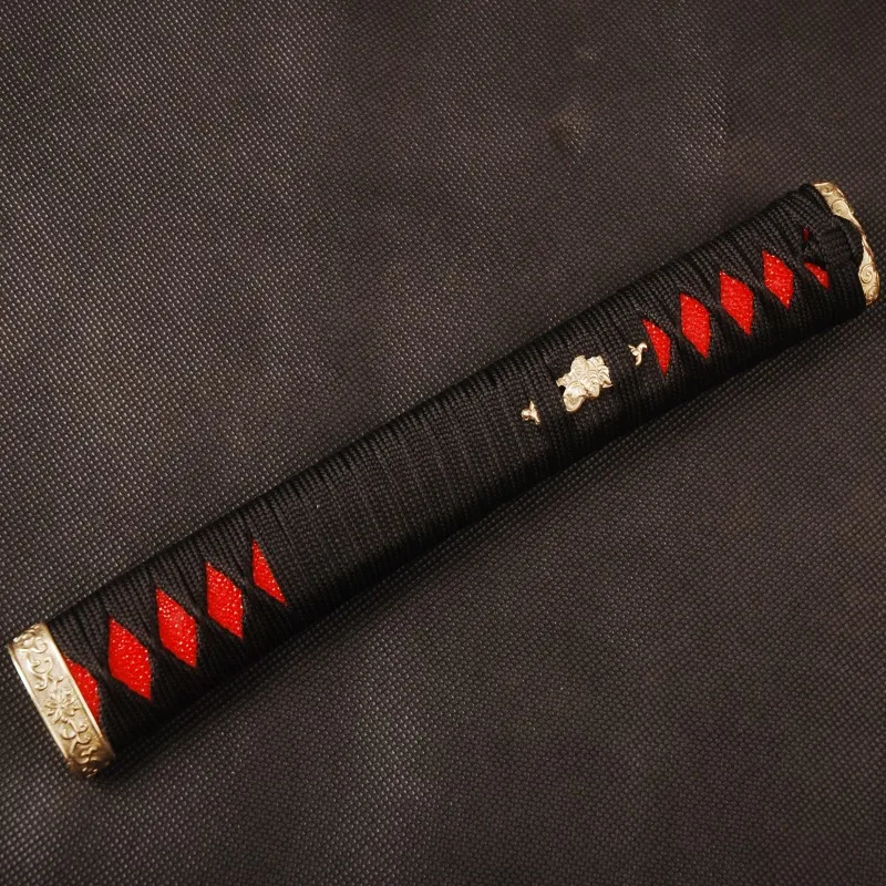 Классический Тонкий меч с ручкой Tsuka из черного шелка и натуральной Красной шкуры