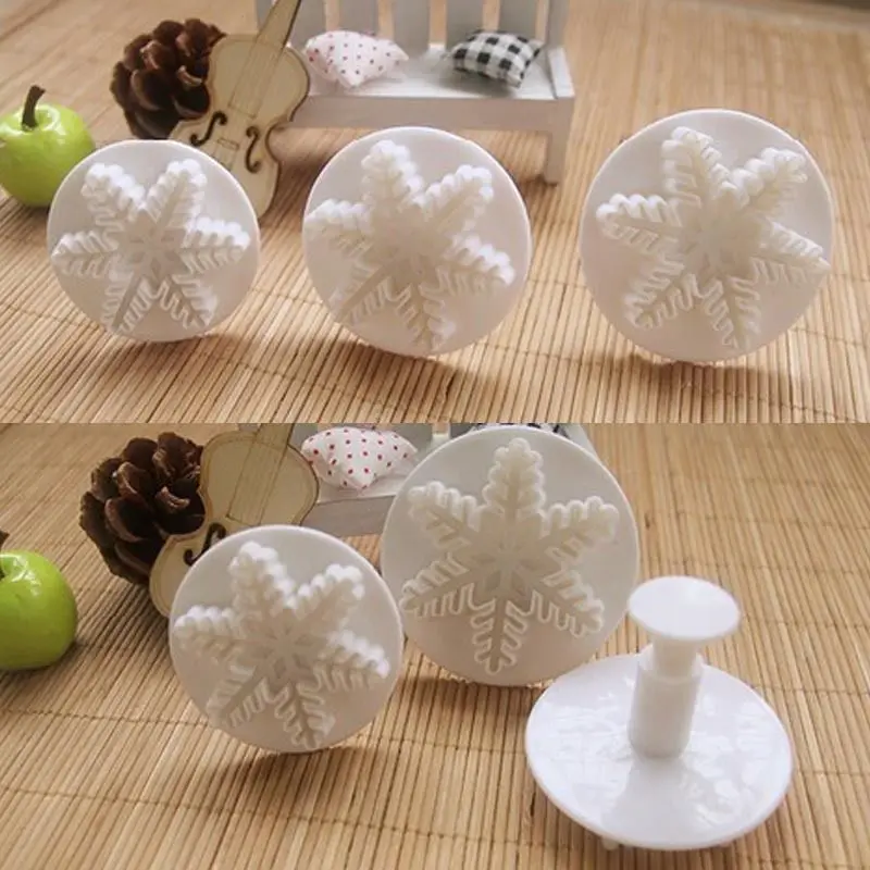 3 шт./компл. пластиковые снежинки Плунжер для сахарной мастики инструменты резки