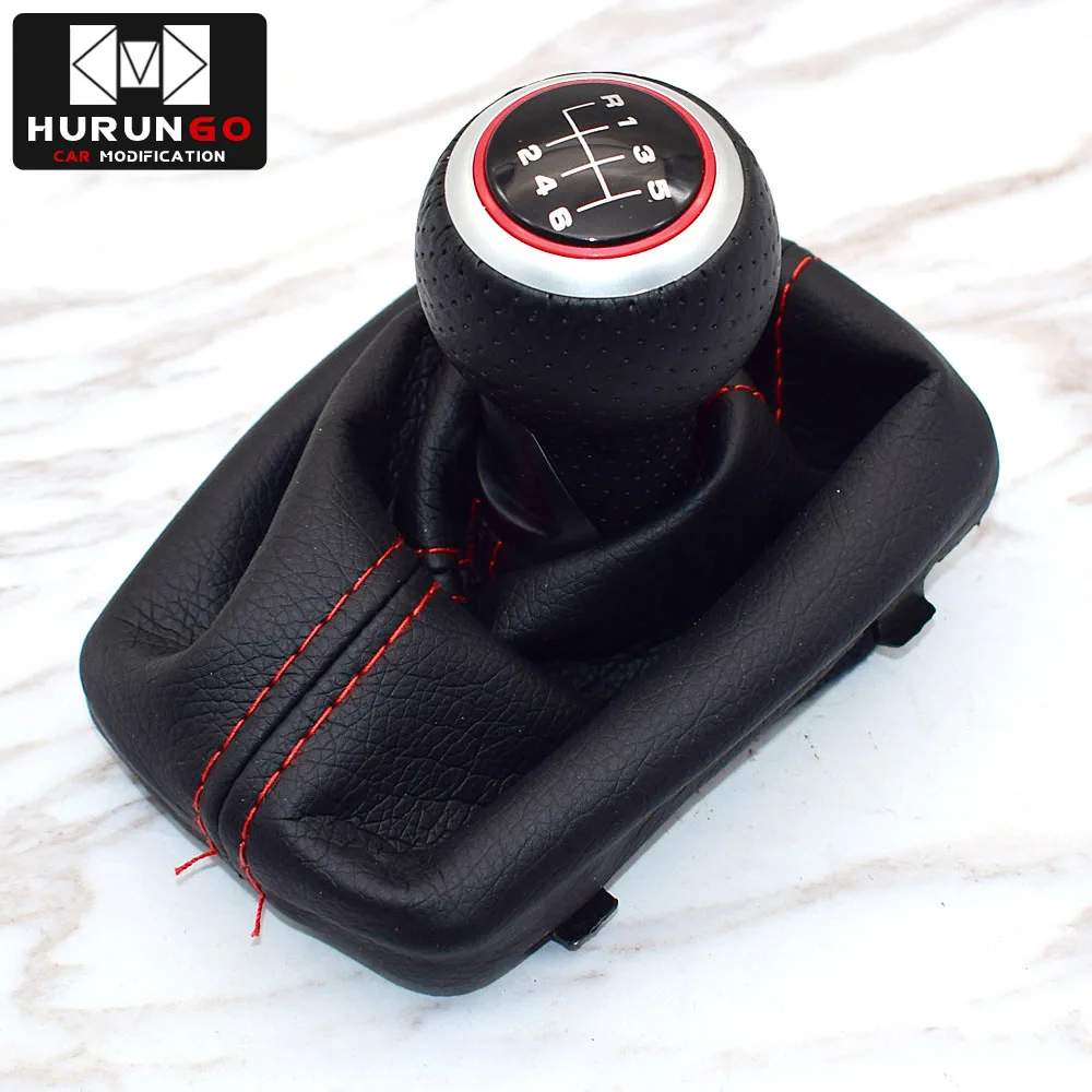 6 Speed-Red-R6 Матовая хромированная красная ручка переключения передач для Audi skoda seat A4 B6 B7 b8 A6 S4 B8 8K A5 8T Q5 2007 - Название цвета: 6 Speed-Red-R6