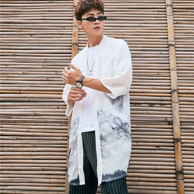 Японские кимоно кардиган для мужчин хаори юката мужской костюм самурая костюмы