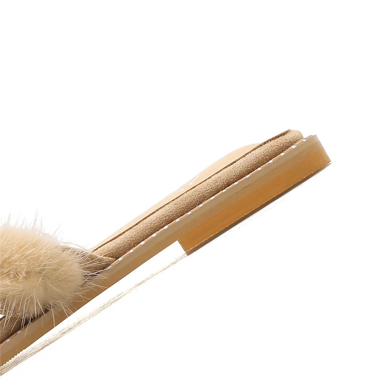 Женские шлепанцы из меха норки летняя обувь для улицы женские повседневные