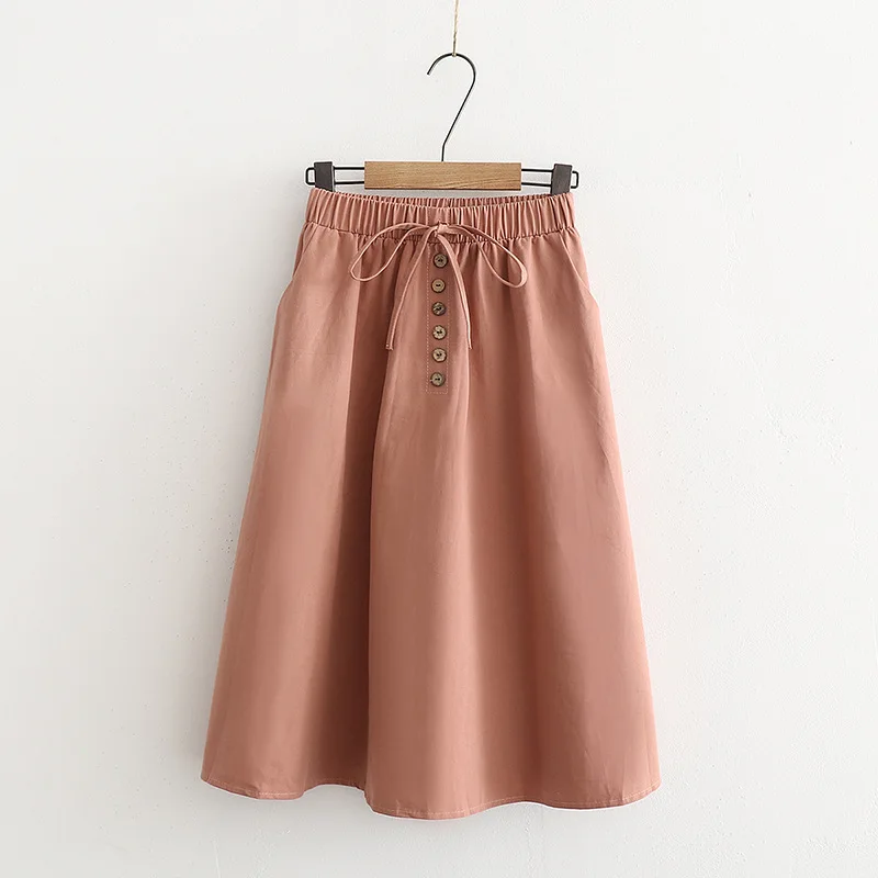 Sherhure, Стрейчевые женские хлопковые юбки с высокой талией, с карманом, миди, бохо, женская летняя трапециевидная юбка, Faldas Jupe Femme Saia