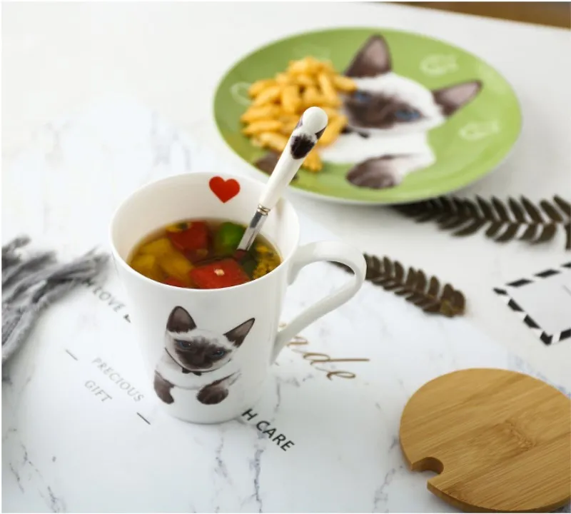 Новинка 2019 сиамские керамические кружки для кошек Милые Чашки с животными