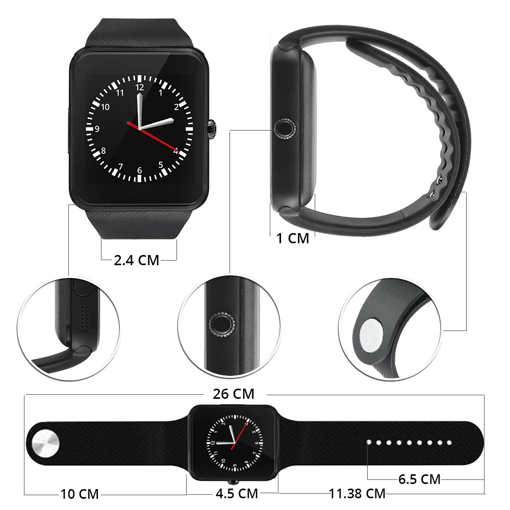ZAOYIMALL Bluetooth Smart часы GT08 Smartwatch будильник с сим карты памяти Камера для Android IOS Apple iPhone