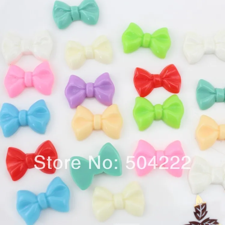 250 pcs Resin Bow Flatback Mixed Colors Kawaii 22mm wholesale free shipping little kitsch colorful rainbow shiny bow