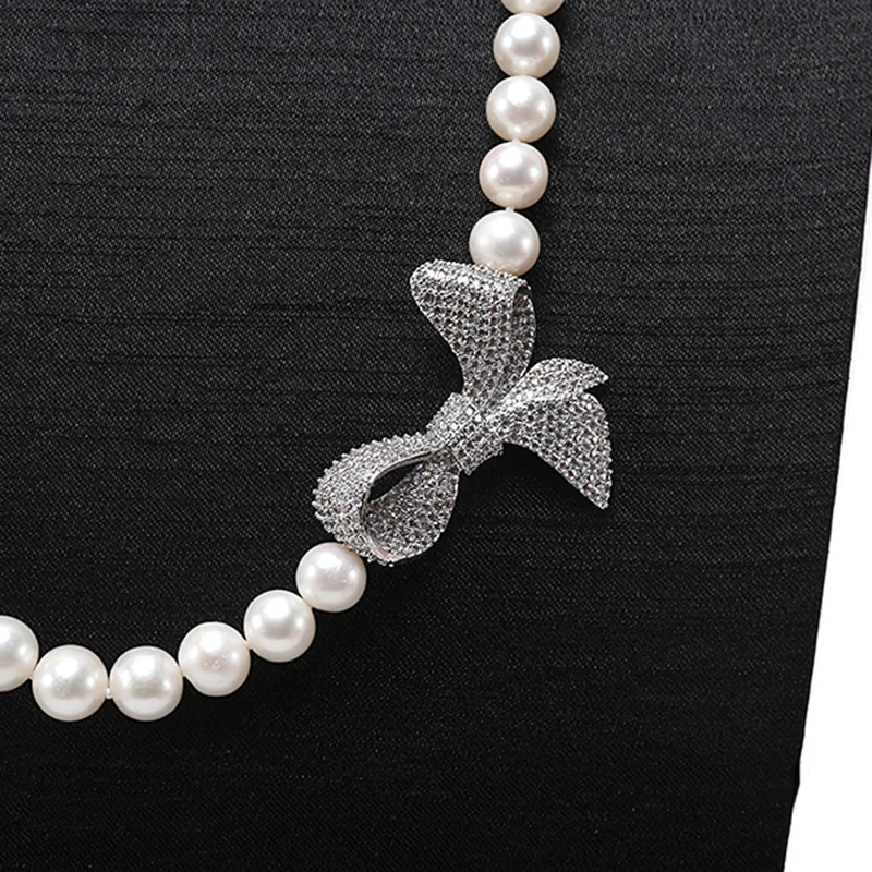 Ожерелье на Новый Год Fine Pearl 9-10 мм белого круглого натурального пресноводного жемчуга, 19 дюймов, подарок на Рождество для женщин.