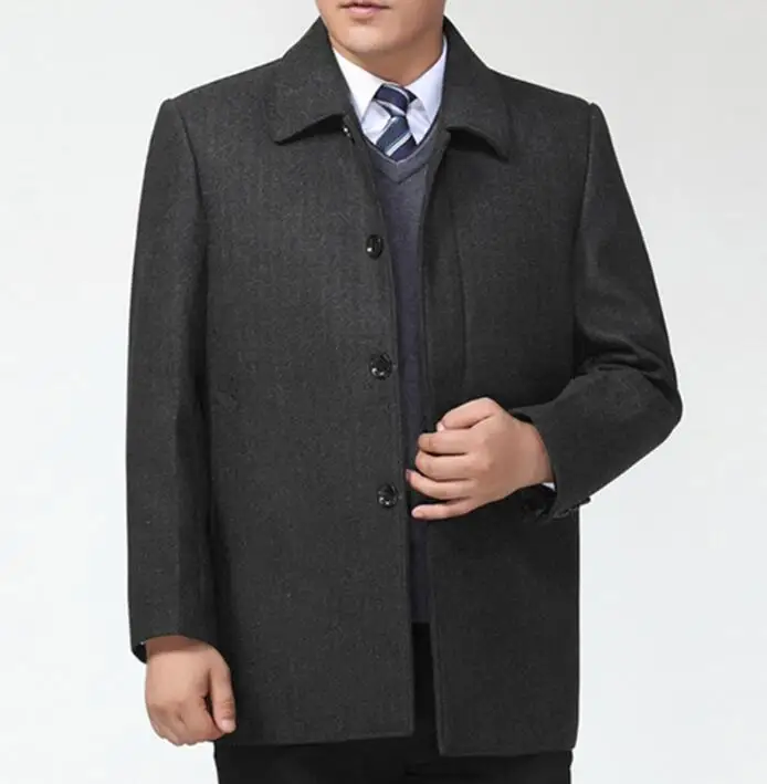 Мужское шерстяное пальто, повседневное пальто средней длины с отложным воротником, верхняя одежда, 2019