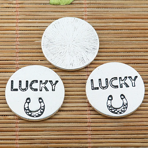 

8pcs tibetan silver tone round LUCKY charms EF1788