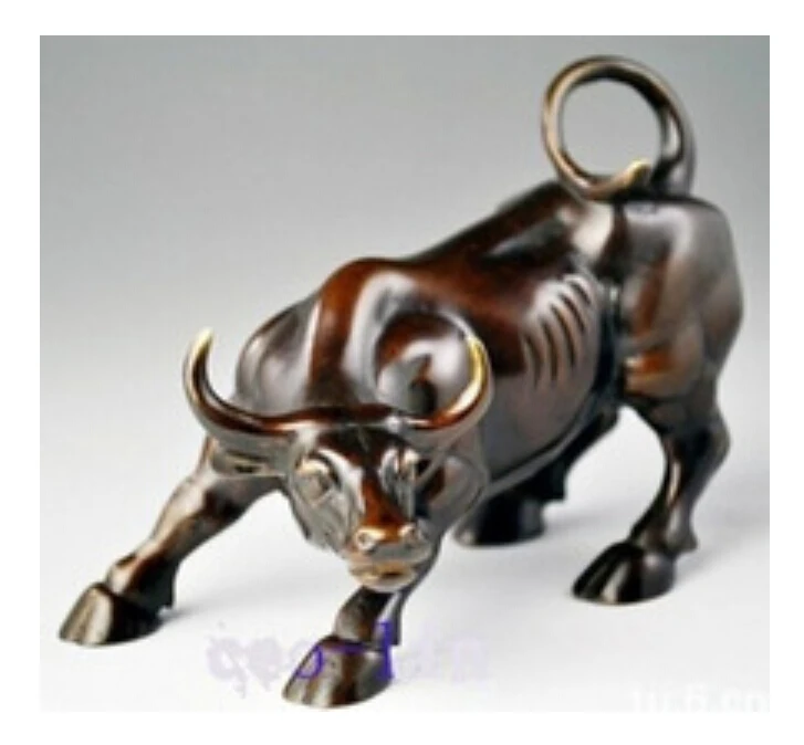 Free shipping Asian Big Wall Street copper Fierce Bull/OX Statue,Home decoration 8inch high Cow sculpture