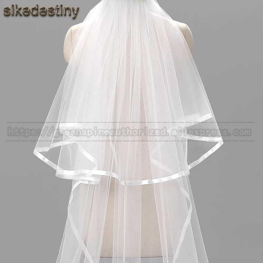 Просто свадебная фата аксессуары с ленточным краем белая слоновая кость для