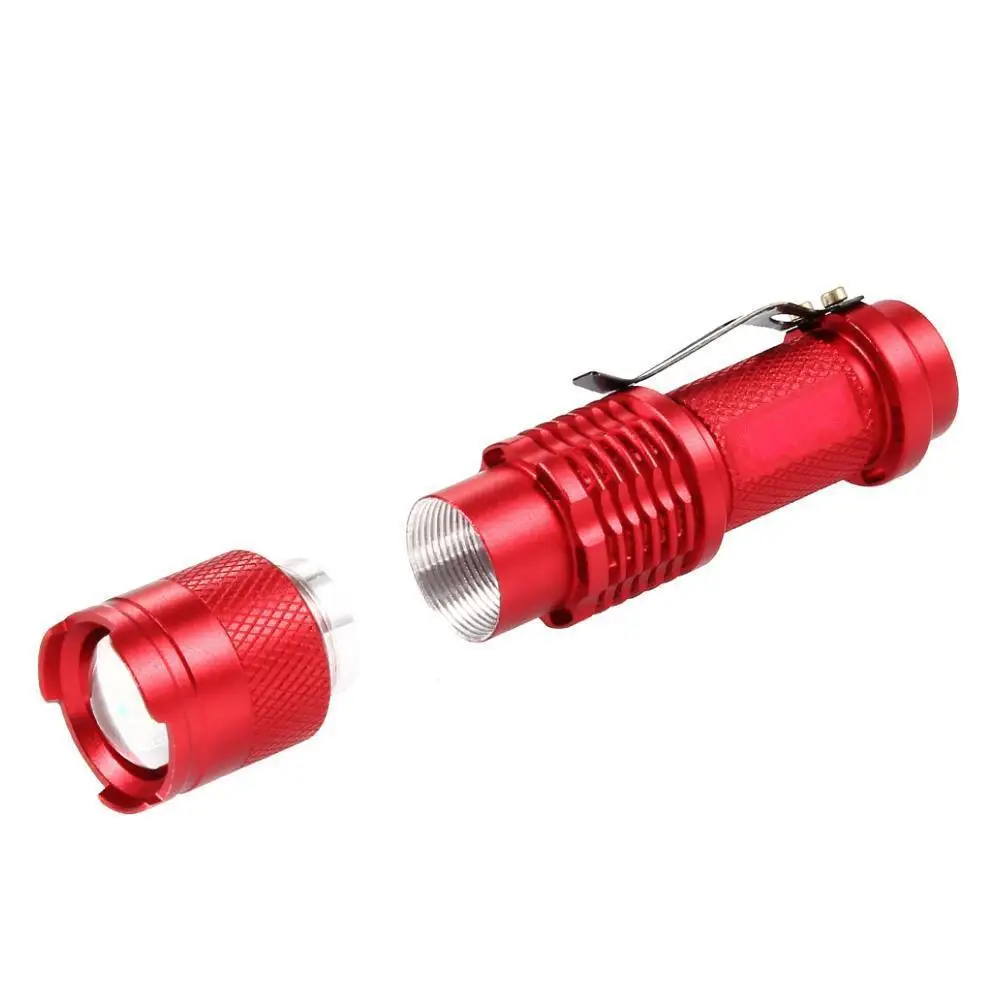 Red Mini penlight 3500 LM LED Flashlight Torch 3 Modes zoomable Adjustable Focus Lantern Portable Light AA 14500 battery | Лампы и