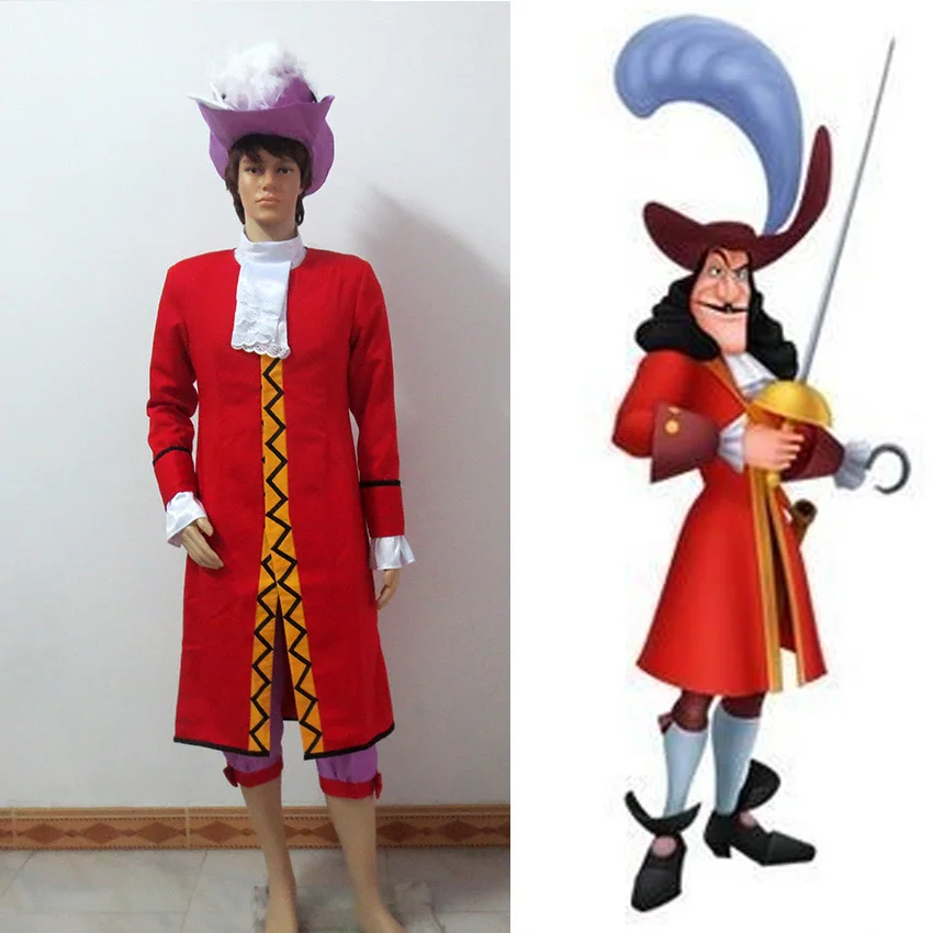 Peter Pan Captain Hook Cosplay Costume Adult Men Halloween Outfit Custom Made
