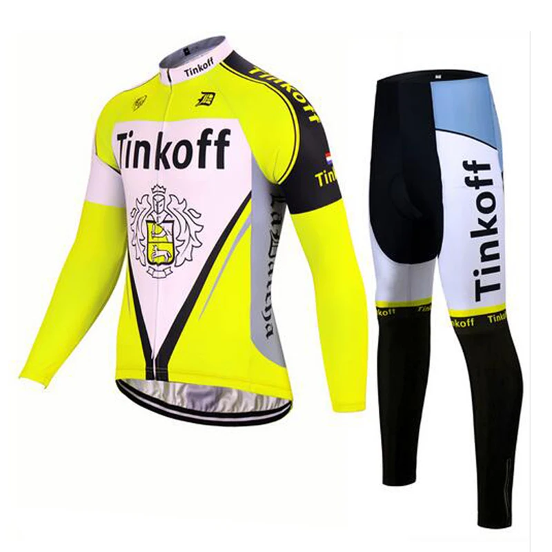Зимняя Теплая Флисовая 2018 профессиональная команда Tinkoff Велоспорт Джерси/желтая