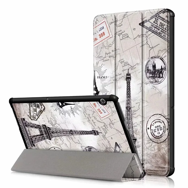Из искусственной кожи чехол s для huawei MediaPad T5 10 AGS2-W09/L09/L03/W19 10," планшет Магнитная подставка чехол для huawei T5 10 Чехол+ пленка+ ручка - Цвет: Retro Tower