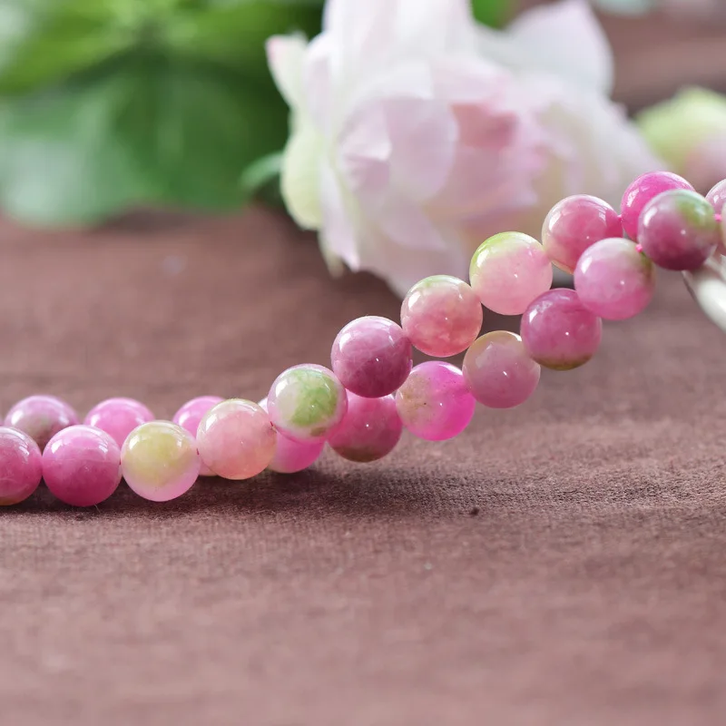 Wholesale Natural 5A Watermelon tourmaline Round bead Stone Beads For Jewelry Making DIY Bracelet Necklace Strand Crystal | Украшения и