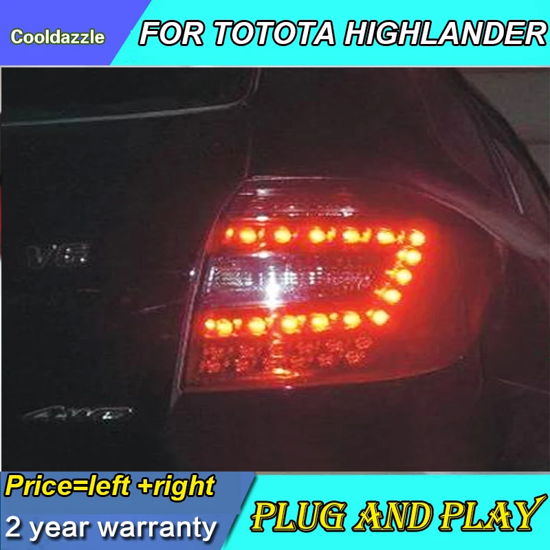 Светодиодный задний фонарь красного и черного цветов для TOYOTA задние фары Highlander