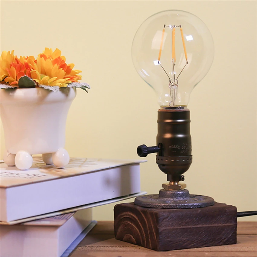 Винтажные деревянные настольные лампы Эдисона деревянная Базовая розетка E27
