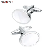 savoyshi shirt cufflinks for mens cuff buttons high quality white cuff links brand best man gift jewelry free engraving name