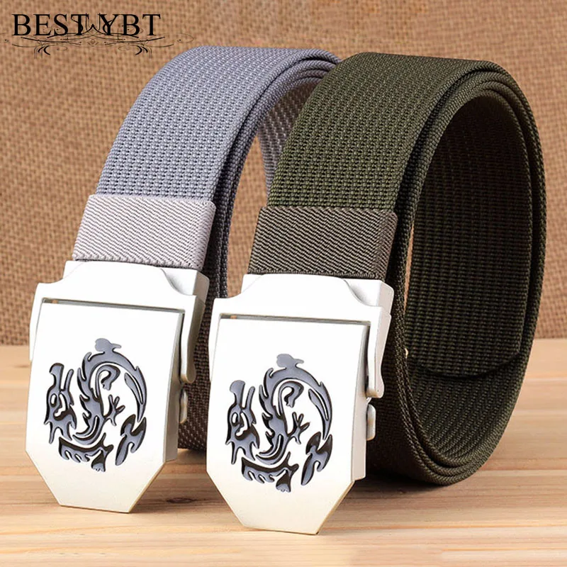 

Best YBT Unisex Nylon belt Alloy Chinese dragon pattern Smooth buckle men Nylon belt Special forces tactics casual belt