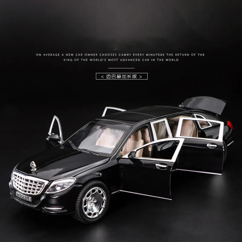 1:24:32 звуковой светильник, сплав Maybach S600, модель автомобиля, 6 дверей, игрушки для мальчиков, детский подарок