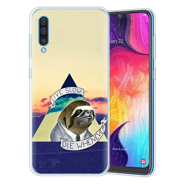 08 Серый Ленивцы и цветами силиконовый чехол для samsung Galaxy A50 A70 A40 A20e A10 A30 A80 A6 A8 плюс A7 A9 прозрачный TPU силиконовый блестящий чехол - Цвет: 08