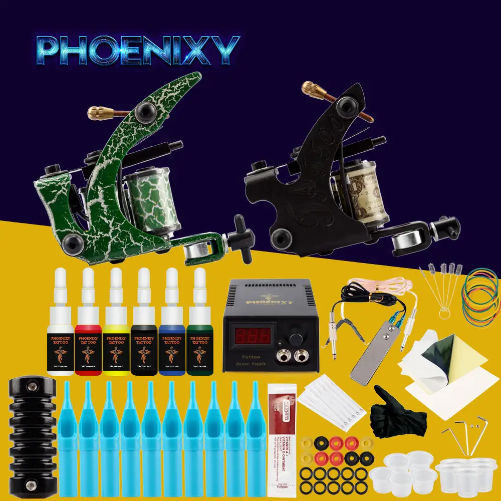 Phoenixy стартер Начинающий полный Профессиональный набор для татуировок тату