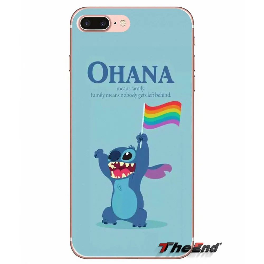Мягкий чехол для iPhone X 4 4S 5 5S 5C SE 6 6S 7 8 Plus Samsung Galaxy J1 J3 J5 J7 A3 A5 2016 2017 Ohana значит семья Lilo