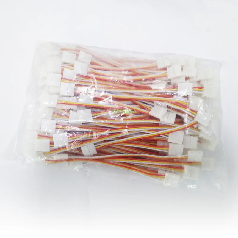 100 шт./лот 10 мм 3pin LED разъем провода кабель PCB Бесплатная сварки 15 см для RGB CCT гибкие