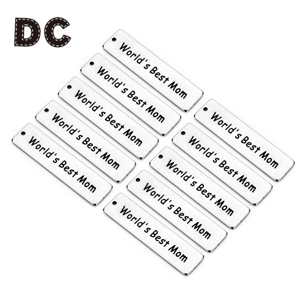 DC &quotworld's best мама&quot Нержавеющая сталь Прямоугольный кулон Подвески 5 шт./лот 10x40