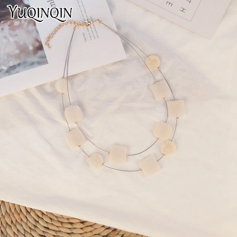 Классические модные акриловые ожерелья для женщин с красочной смолой