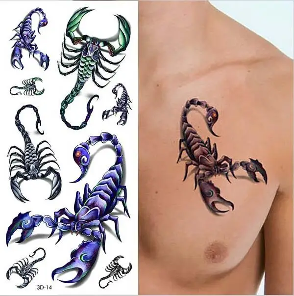 

1PC Cool Scorpion King 3D Flash Temporary Tattoo Sticker 19*9cm For Selfie H3D-14 High Quality Tatoo Body Art Halloween Defiler
