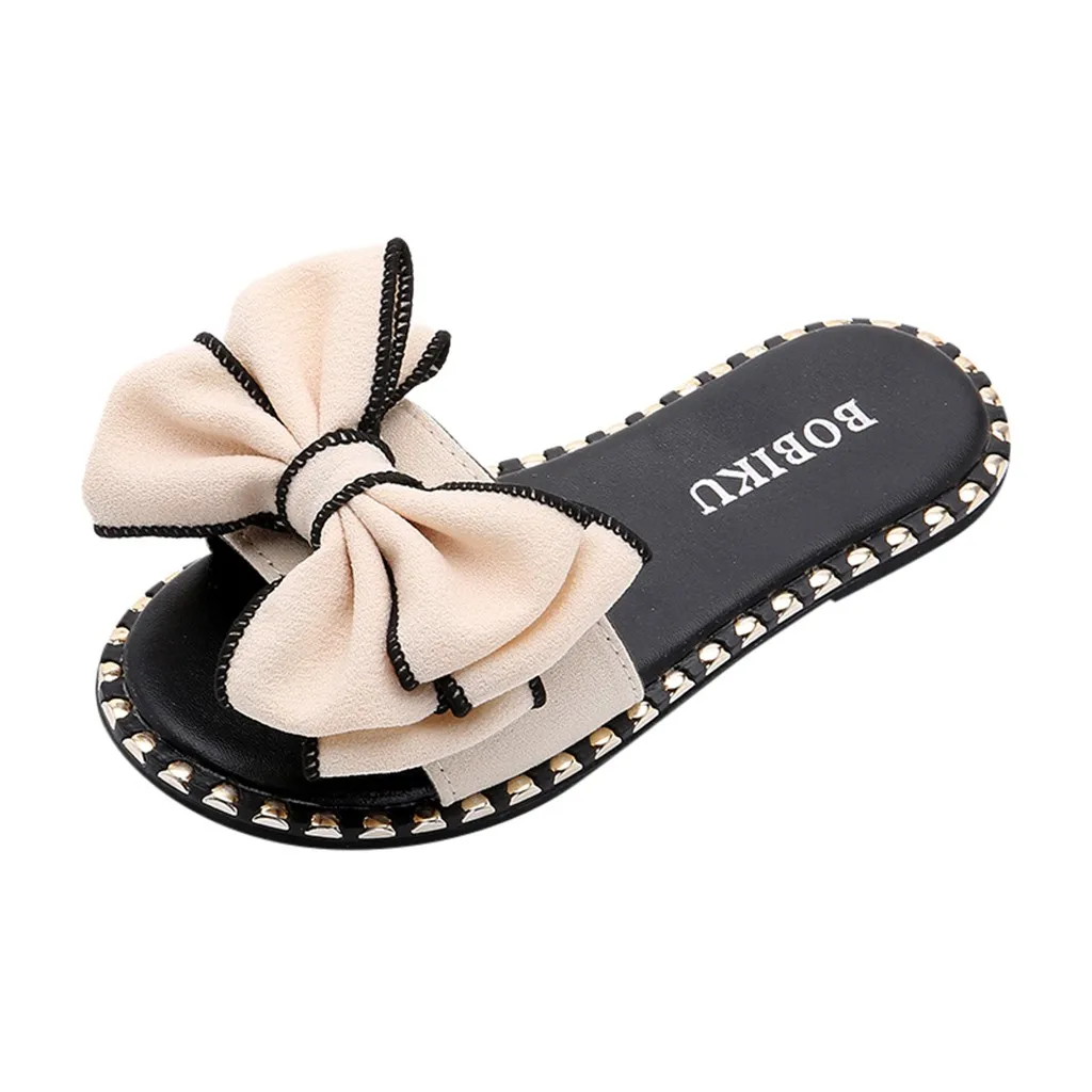 Тапки детские с бантом летние карамельные цвета плоская подошва Повседневная