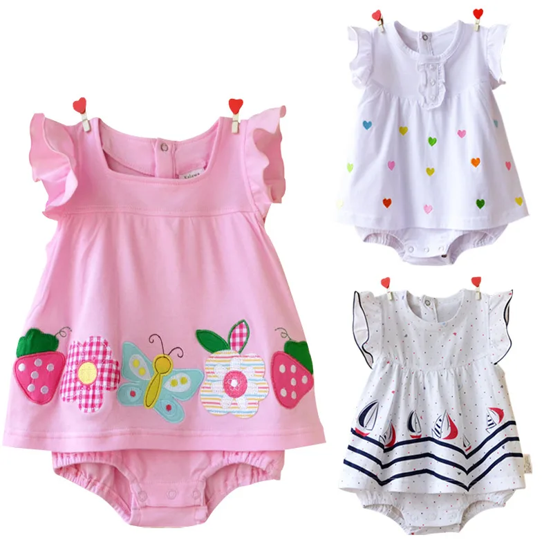 

Baby Girls Bodysuit Cotton Toddler Short Sleeve Clothing Summer Infant Jumpsuit Cartoon Newborn Princess Skirt Baby Girl Clothes