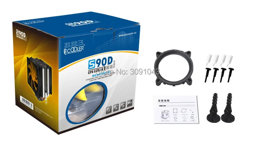 Pccooler S90D процессорный кулер двойной 9 см тихий вентилятор 2 медных тепловых трубки радиатор охлаждения процессора вентилятор для AMD AM2/AM3 Intel 775 115x