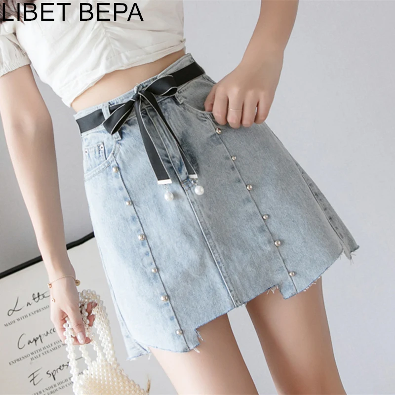 Новинка 2019 года сезон весна лето женские джинсовые юбки для девочек Повседневная
