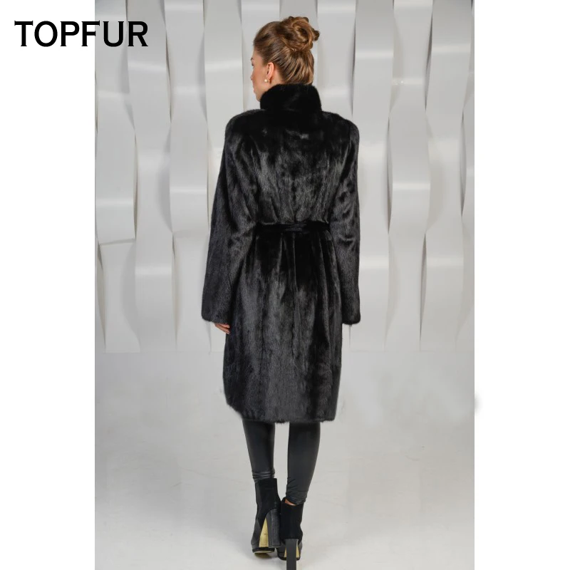 TOPFUR 2019 Новое поступление шуба из натурального меха норки модная длинная высокого