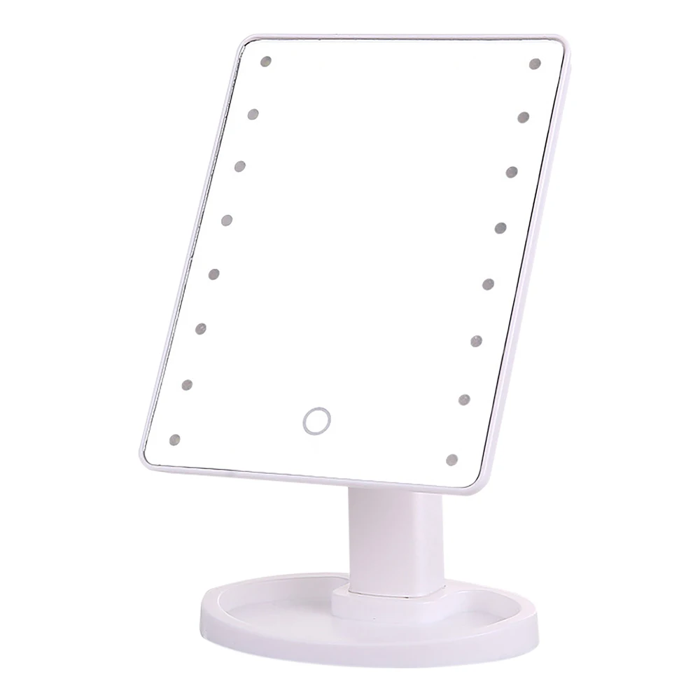 16LED White battery Зеркальный светильник для макияжа с сенсорным экраном, зеркало для макияжа на заказ, 1X 10X Настольный светодиодный зеркальный светильник, USB кабель, батарейки, 16/22 светильник s - Цвет: 16LED White battery