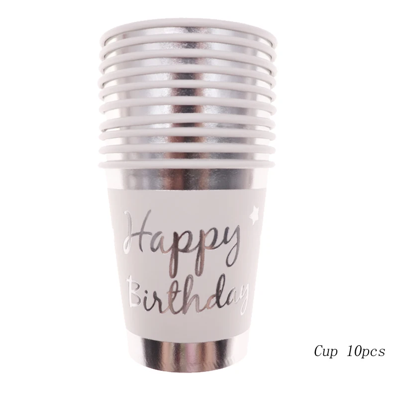 Bronzing silver disposable tableware set silver point paper cup cup grass party wedding wedding carnival tableware supplies