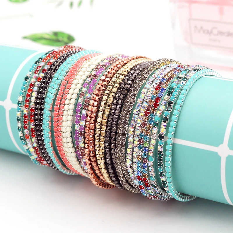 

Hot Sale 5pcs/lot 17 Colors Crystal Bracelets Wire Cord For Jewelry Making Craft Bracelet Bangle Cords Length 17cm