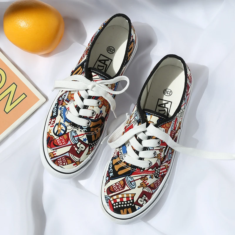 Woman Shoes Canvas Colorful Sneakers Casual Fashion Lace Up Flats Breathable For Woma | Обувь